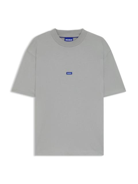 HUGO REGULAR-FIT COTTON-JERSEY T-SHIRT WITH BLUE LOGO PATCH