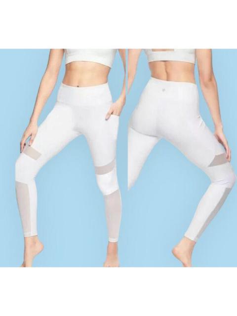 Other Designers Athleta WOMENS Activewear Yoga Leggings Mesh Panels 7/8 Pura White M Pockets