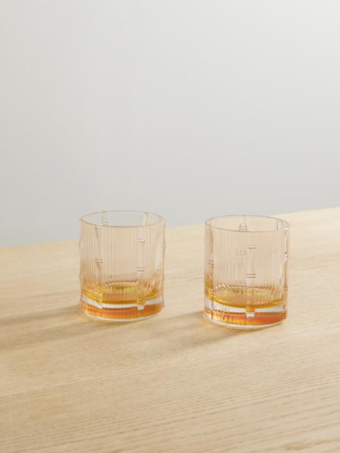 La DoubleJ Bamboo Set Of Two Crystal Tumblers