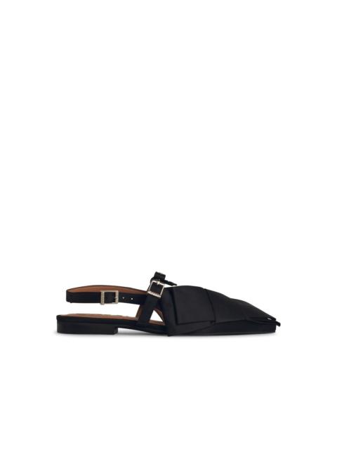 GANNI Ganni 'Big Bow' Black Polyester Ballet Flats Women
