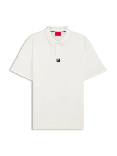 HUGO INTERLOCK-COTTON POLO SHIRT WITH STACKED LOGO
