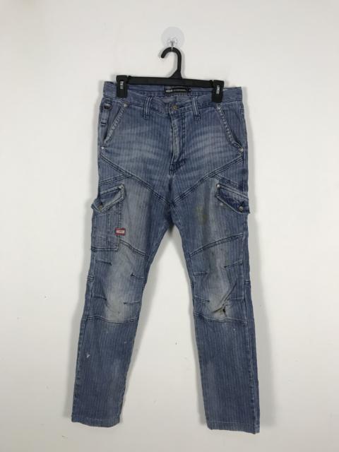 Other Designers Denime - Blue B Denim Cargo Pant Stripe Distressed Multipocket #2599