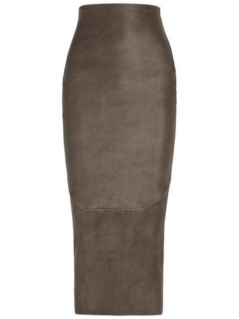 Rick Owens Rick Owens Calf Dirt Pillar Leather-blend Midi Skirt