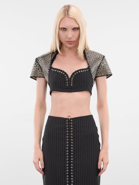 LUDOVIC DE SAINT SERNIN Black Lamb Leather Bolero Jacket