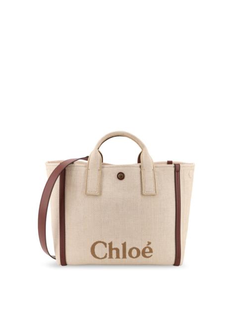 Chloé Chloé Chloé Carry Canvas Shoulder Bag With Logo Embroidery