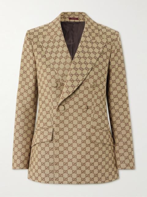 GUCCI Double-breasted Cotton-blend Canvas-jacquard Blazer