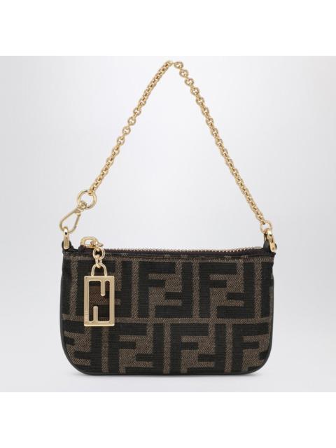 FENDI Fendi Brown Jacquard Ff Fabric Baguette Pouch With Chain Women