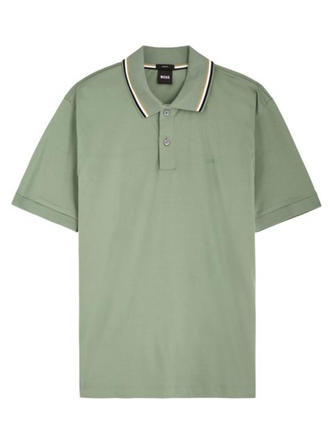 Boss Striped Collar Cotton Polo Shirt