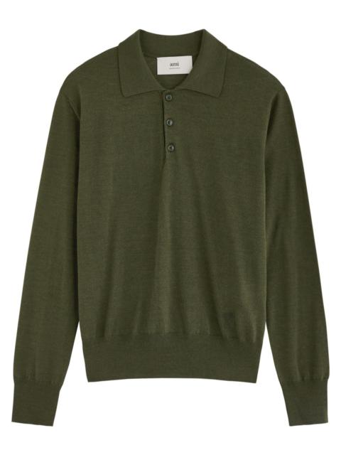 Ami Paris Wool and Silk-blend Polo Shirt
