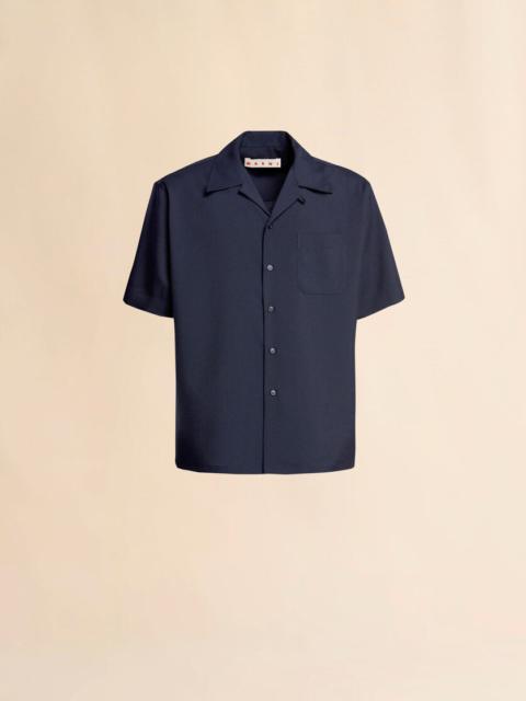 Marni BLUE TROPICAL WOOL BOWLING SHIRT