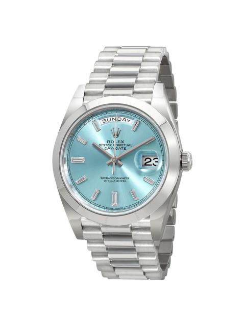 ROLEX Rolex Oyster Perpetual Day-Date Ice Blue Baguette Dial Platinum President Automatic Men's Watch 2282