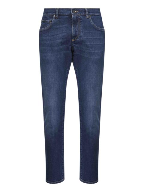 Dolce & Gabbana Blue stretch cotton denim slim jeans