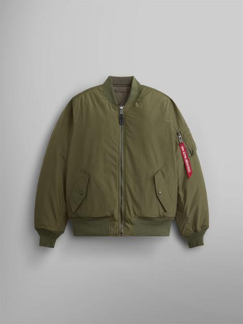 ALPHA INDUSTRIES REVERSIBLE ONION QUILTED MA-1 BOMBER JACKET