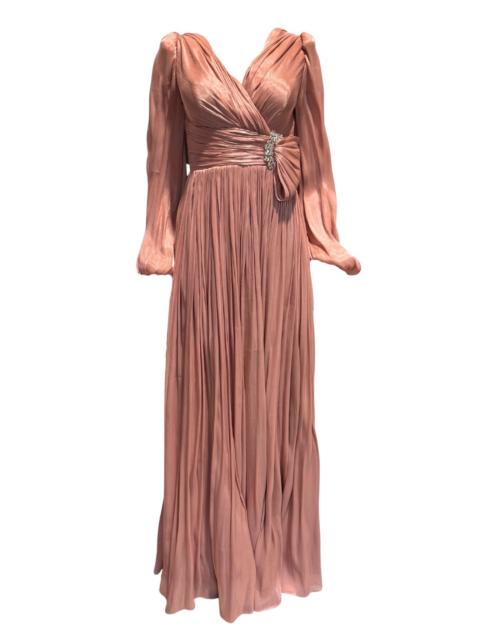 Other Designers Elegant Chiffon Evening Dress Gown with Floral Brooch (Copy)