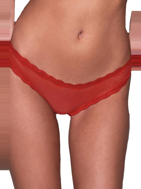 Fleur du Mal Fleur Du Mal Sheer Tulle Thong in Rouge at Nordstrom