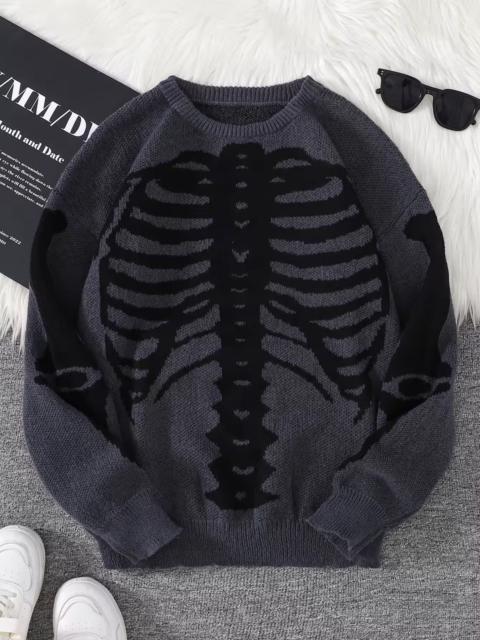 Other Designers Japanese Brand - Skeleton Knit Sweater – Dark Aesthetic Ribcage Design