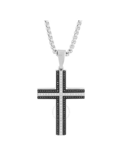 Other Designers Robert Alton 3/4CTW Diamond Stainless Steel with Black &White Cross Pendant