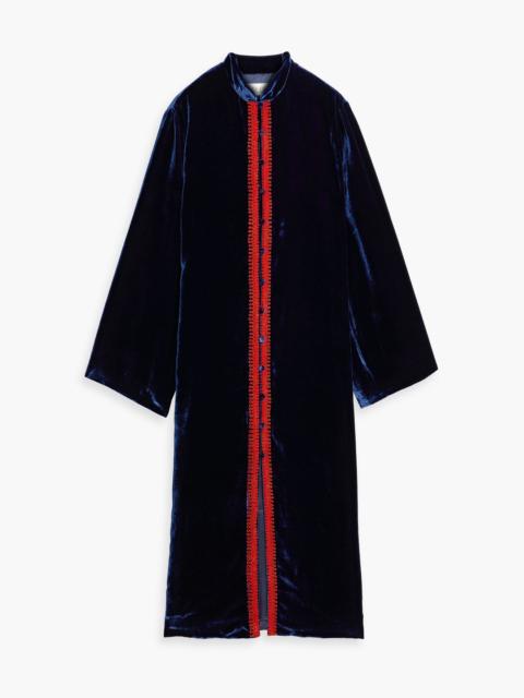 SALONI Amari embroidered velvet robe