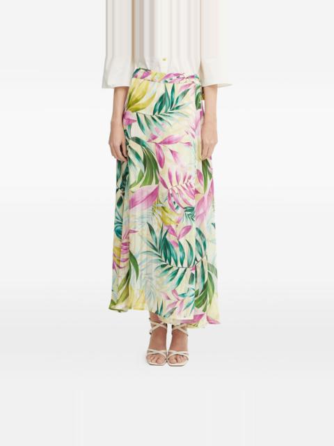 tropical-print wrap maxi skirt