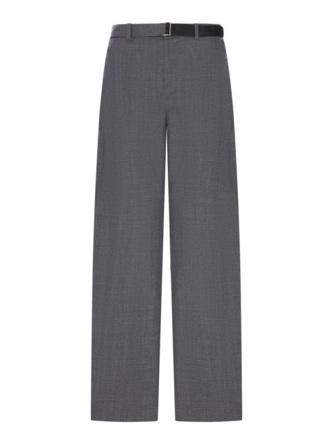 sacai Sacai Women Wide-Leg Wool-Blend Trousers With A Belt