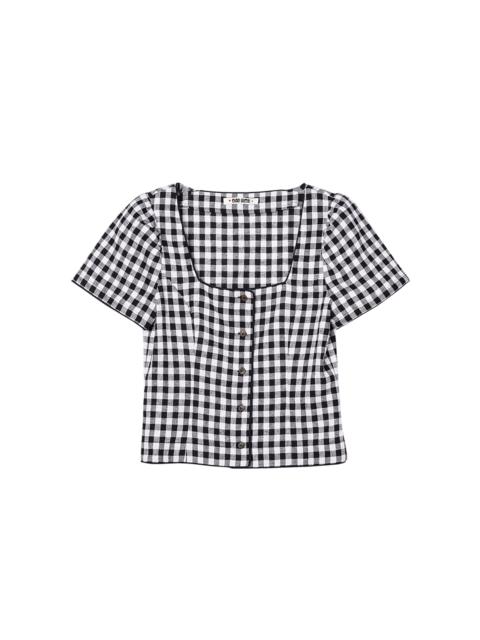 CIAO LUCIA! Nadia Gingham Linen-Blend Top black