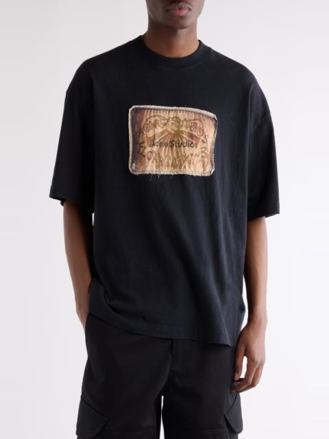 Acne Studios Acne Studios Exford U Bow Label Logo Patch T-Shirt in Faded Black at Nordstrom