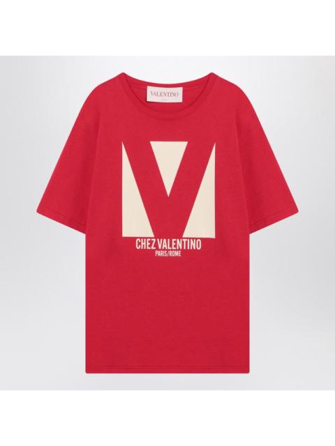 Valentino Valentino Red T-Shirt With Chez Valentino Print Men