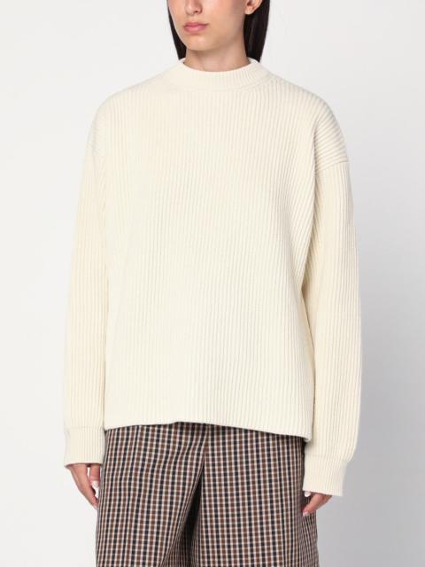 Jil Sander White ribbed crewneck sweater