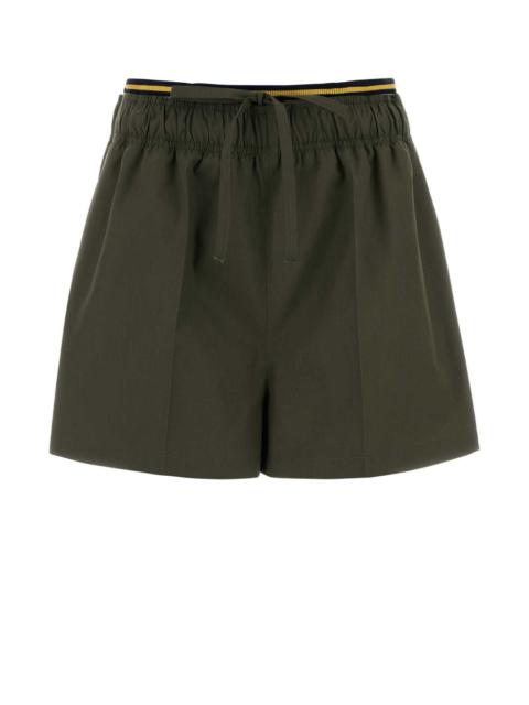 Prada Prada Women Army Green Poplin Shorts