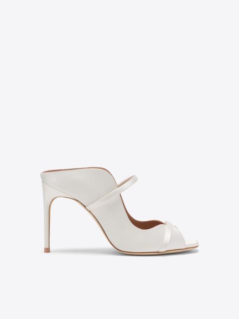 MALONE SOULIERS Noah 90 White Satin Heeled Sandals