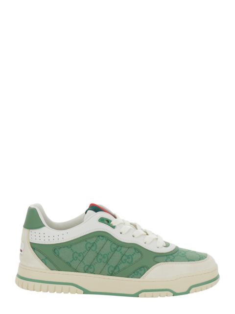 GUCCI Gucci Men 'Gucci Re-Web' Green Low Top Sneaker With Gg Motif On The Side In Leather Man
