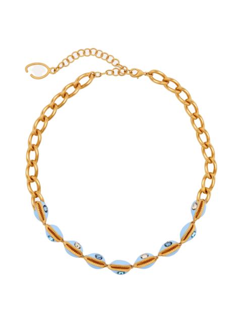 Oscar de la Renta Oscar de la Renta Cowrie Shell Collar Necklace in Sky at Nordstrom