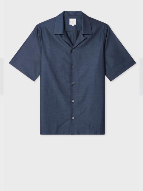 Paul Smith Navy Brushed Cotton-Twill Short-Sleeve Shirt