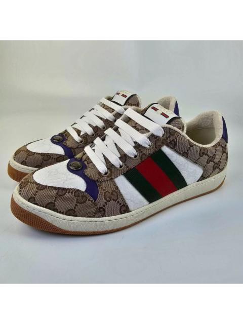GUCCI GUCCI Screener Men's Beige/White Low Top Leather Sneaker