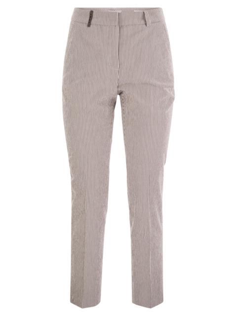 Peserico - Peserico Women Seersucker Cotton Cigarette Trousers