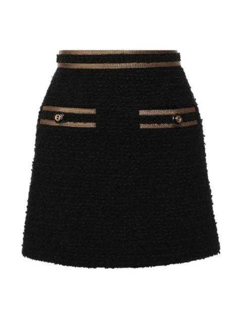 GUCCI Metallic-trimmed Cotton-blend Tweed Mini Skirt