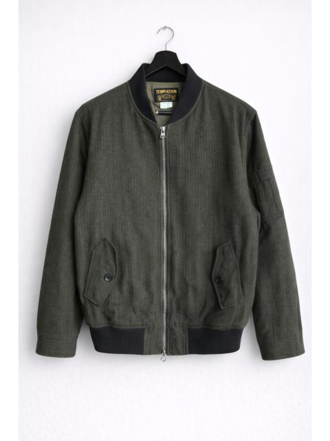 Other Designers Japanese Brand - Vintage Temptation Herringbone Jacket Olive Green Wool Blend