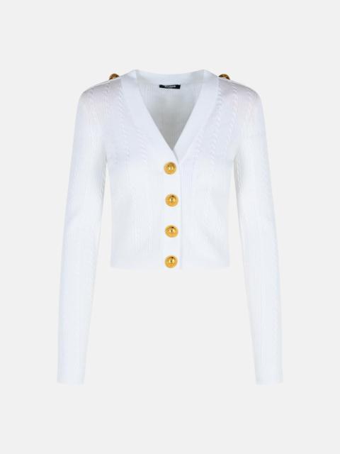 Balmain WHITE VISCOSE BLEND CARDIGAN