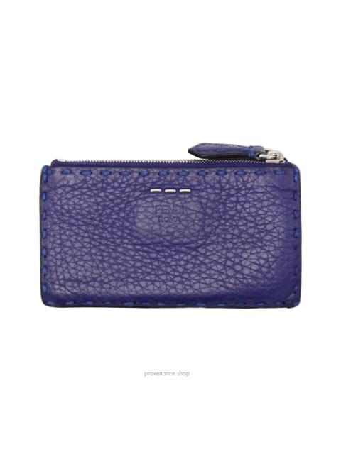 FENDI Fendi Selleria Zip Card Holder Wallet - Blue