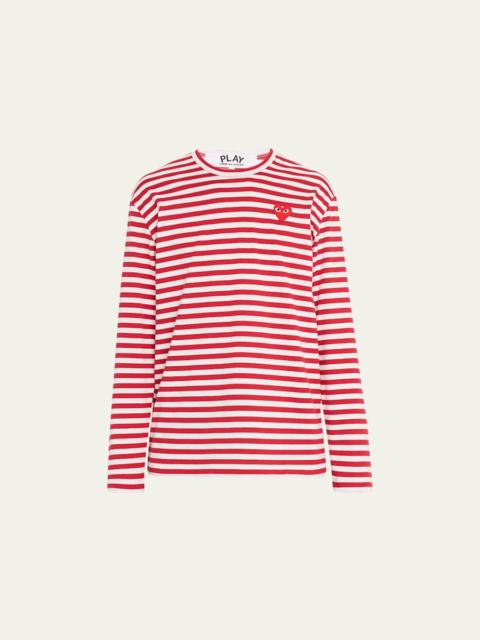 Comme Des Garçons Men's Striped T-Shirt with Small Heart