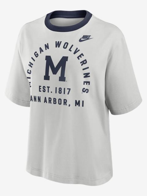 Nike Michigan Legacy Arch Script Boxy Women's Nike College T-Shirt