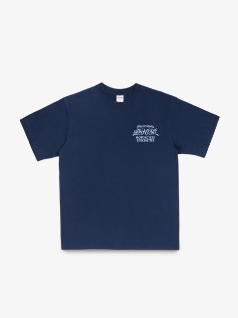 Iron Heart 7.5OZ PRINTED LOOPWHEEL CREW NECK T-SHIRT - NAVY