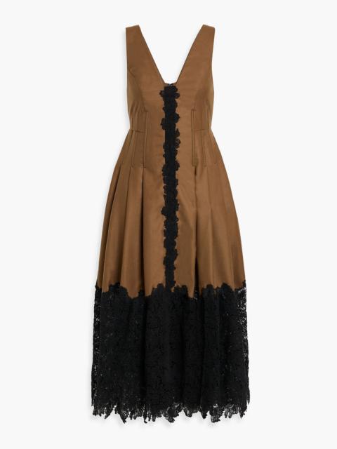 KIKA VARGAS Rosa wool-twill and guipure lace midi dress