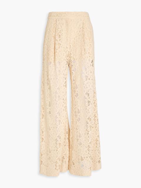 Zimmermann Pleated cotton-blend corded lace wide-leg pants