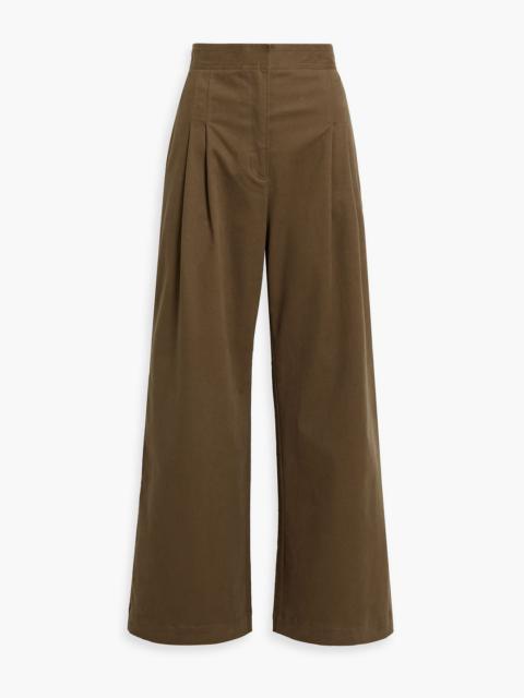 Other Designers Amanda cotton-blend twill wide-leg pants
