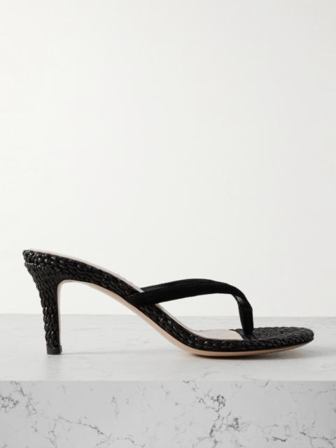 Gianvito Rossi Calypso 70 Suede-trimmed Raffia Sandals