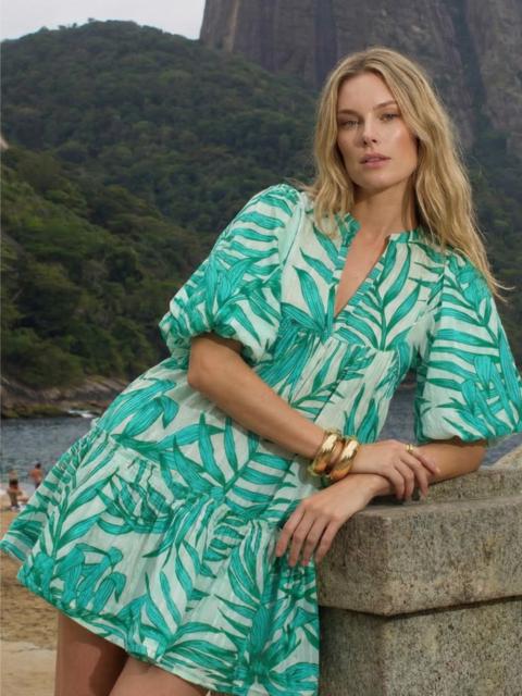 Poupette St Barth Mini Dress Cruz - Green Palm Leaf