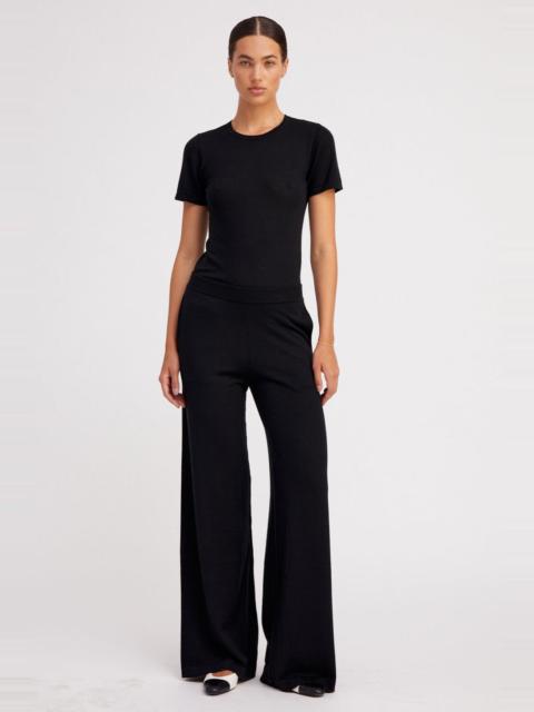 SPRWMN BLACK ULTRA FINE CASHMERE WIDE LEG PANTS