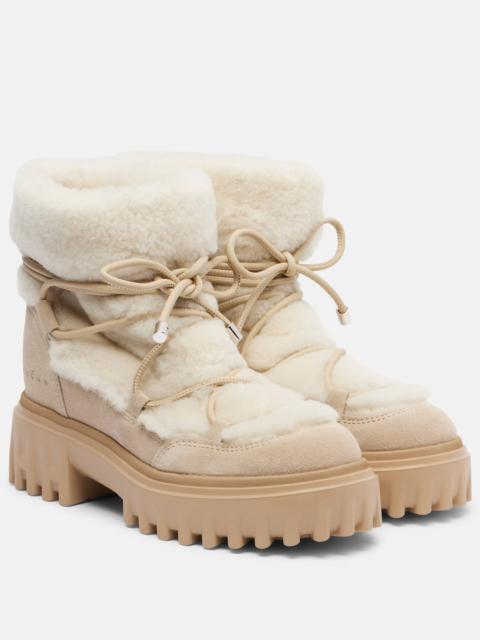 HOGAN Hogan H700 shearling-trimmed suede ankle boots