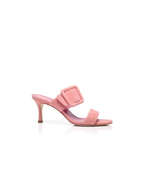 Manolo Blahnik Light Pink Suede Open Toe Mules